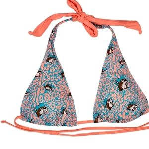 Buccees Pink & Blue Halter Swim Top Only Size Medium